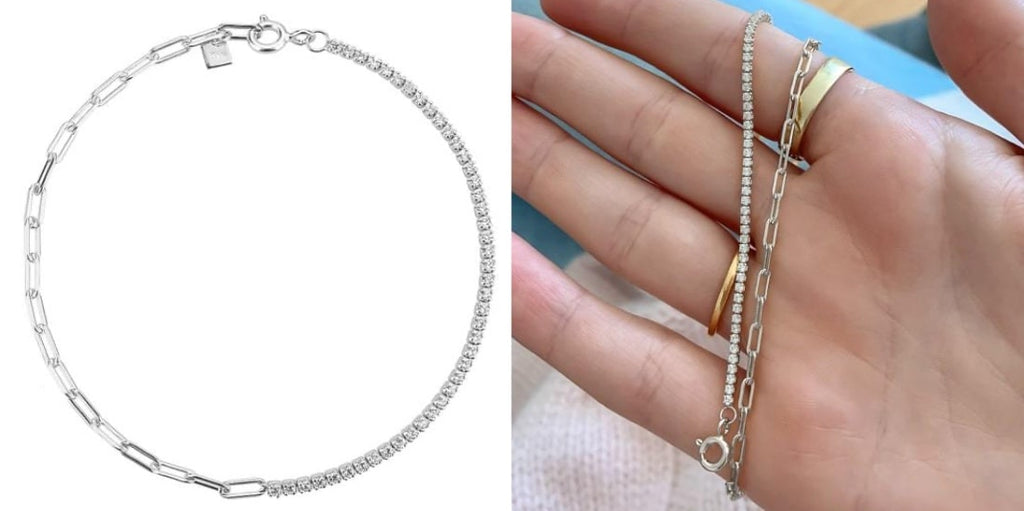 Sterling silver crystal chain bracelet
