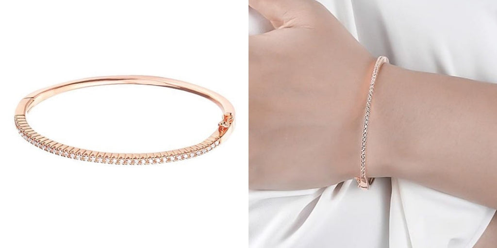 Rose gold cubic zirconia bridesmaid bangle bracelet for weddings