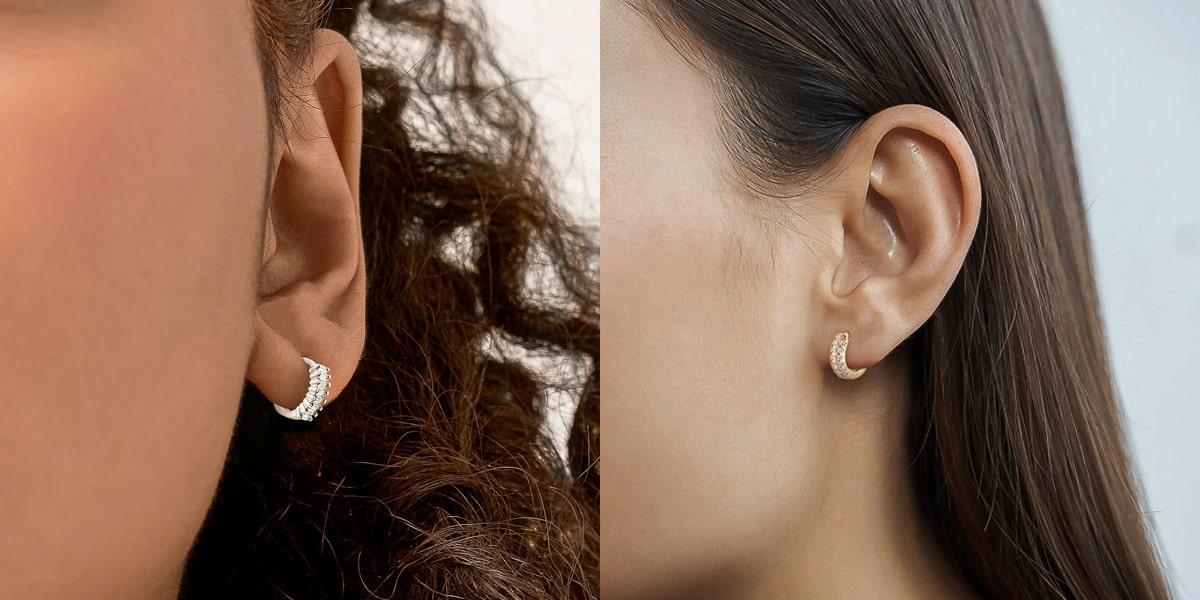Cubic zirconia huggie hoop earrings