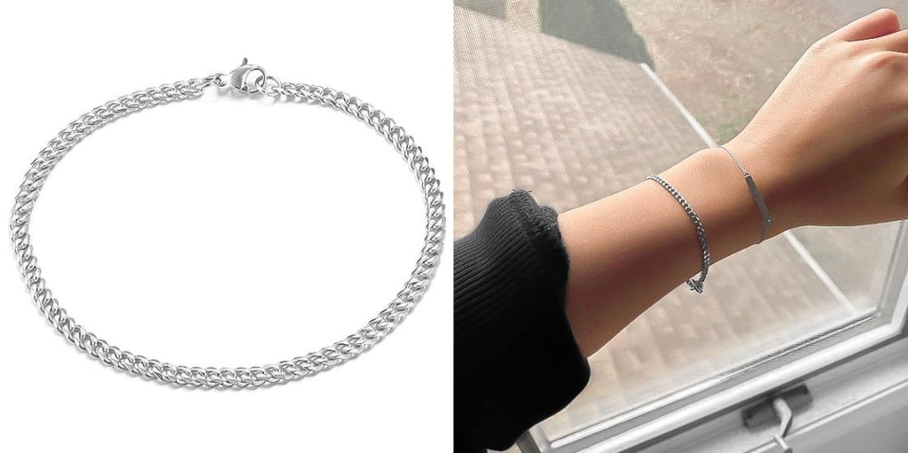 Silver curb link chain bracelet
