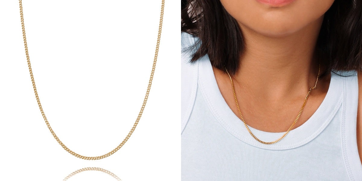 Dainty gold curb chain necklace