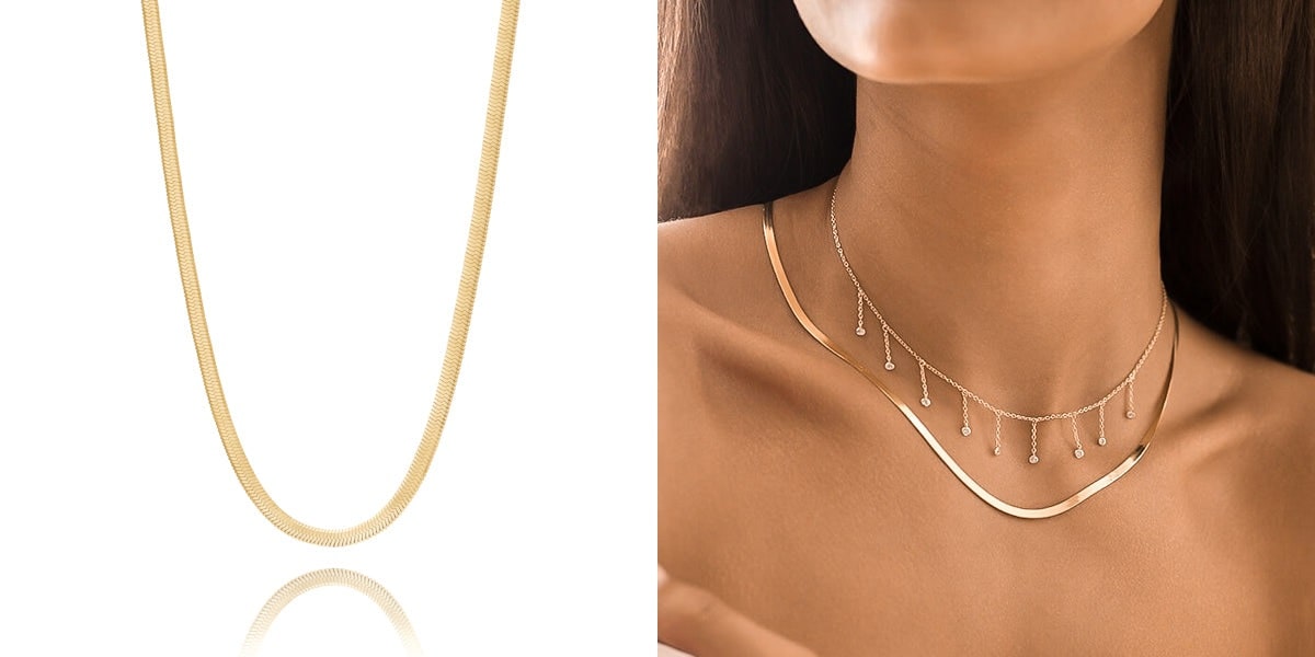 Braided Herringbone Chain Necklace | 14kt Gold Filled Herringbone – Amanda  Deer Jewelry