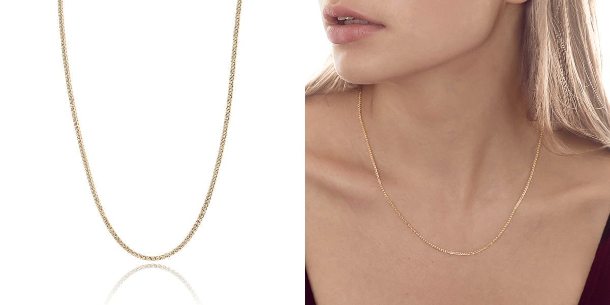 Thin gold wheat chain necklace