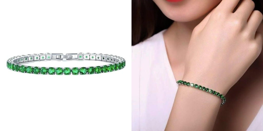 Emerald green tennis bracelet