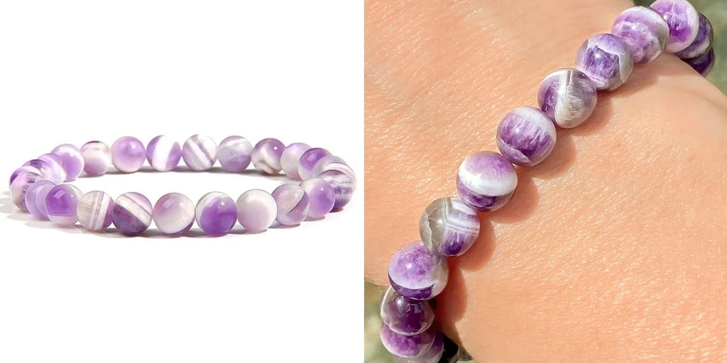 February birthstone banded chevron amethyst bracelet