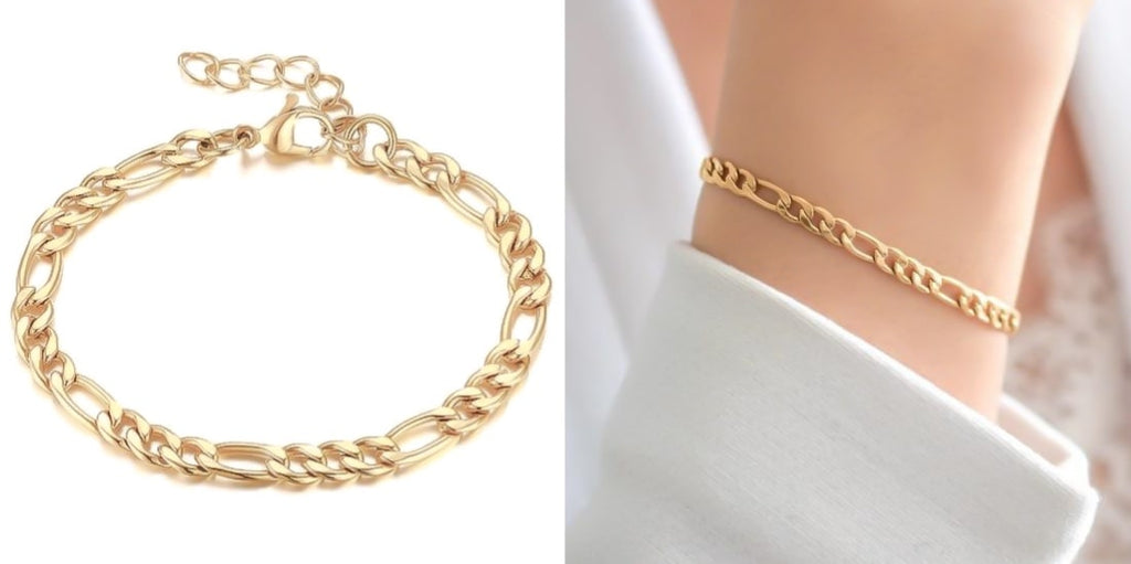 Gold figaro link chain bracelet