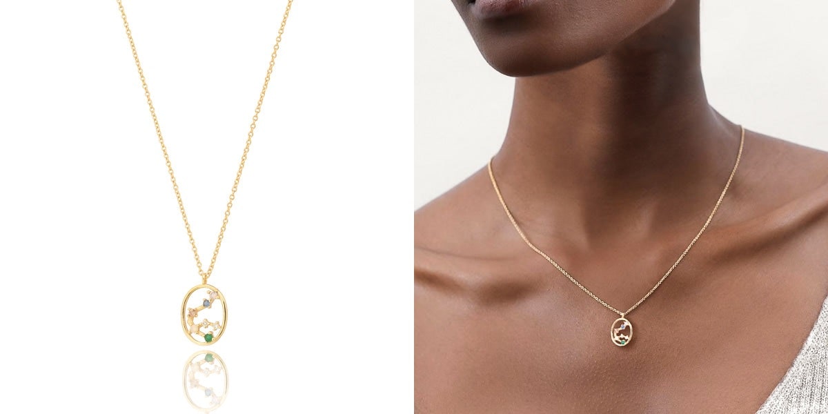 Gold Aquarius constellation necklace