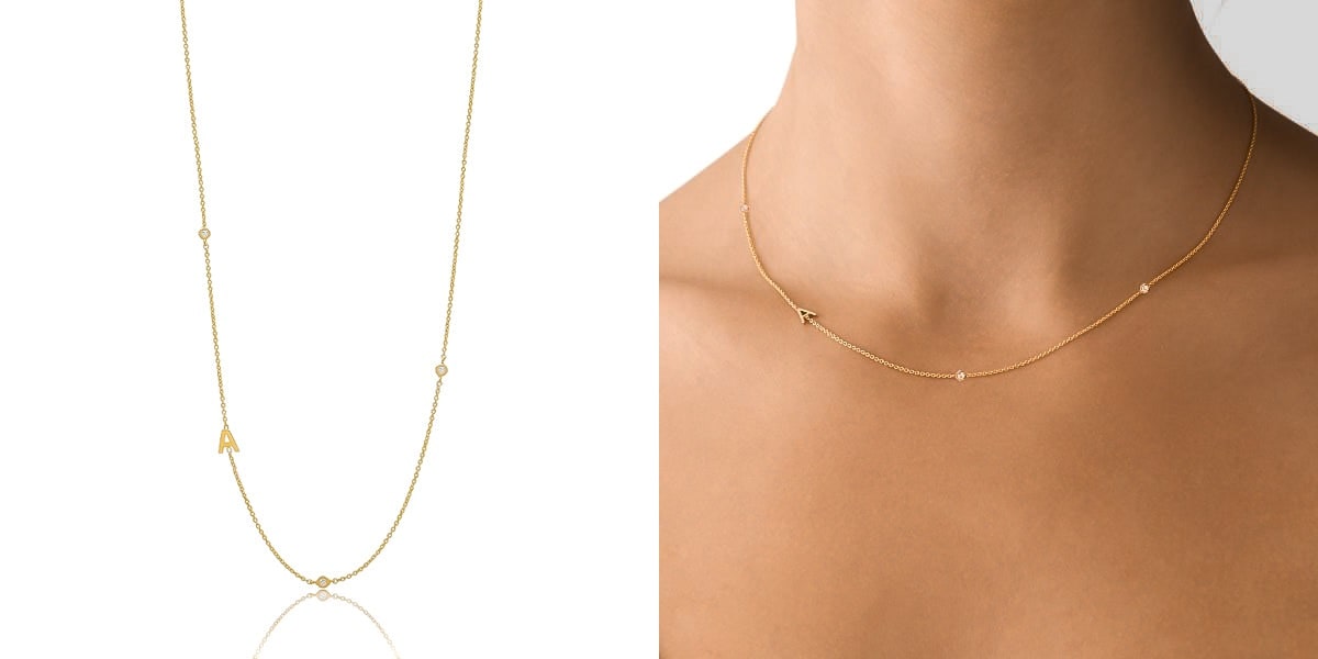 Delicate gold initial letter chain necklace