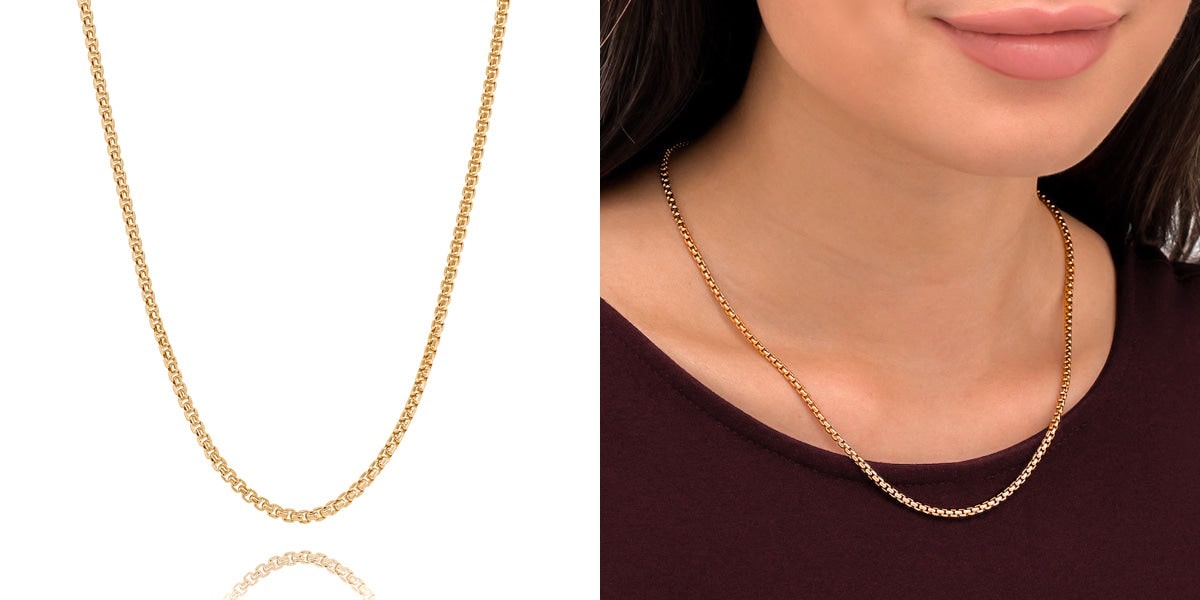 2.5mm gold box chain necklace