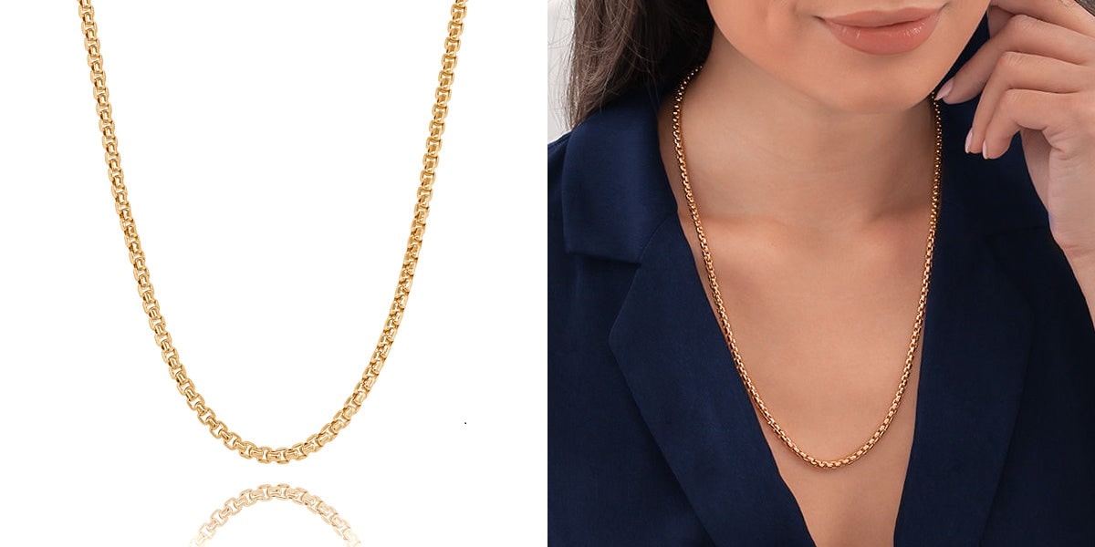 3.5mm gold box chain necklace