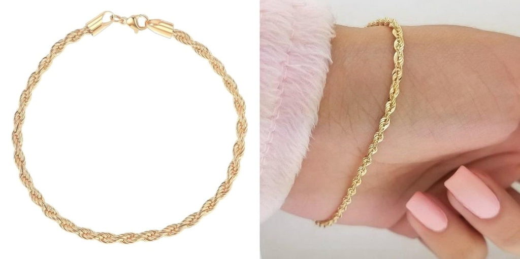Gold bracelet, dainty gold tone stainless steel chain bracelet, waterp –  Shani & Adi Jewelry