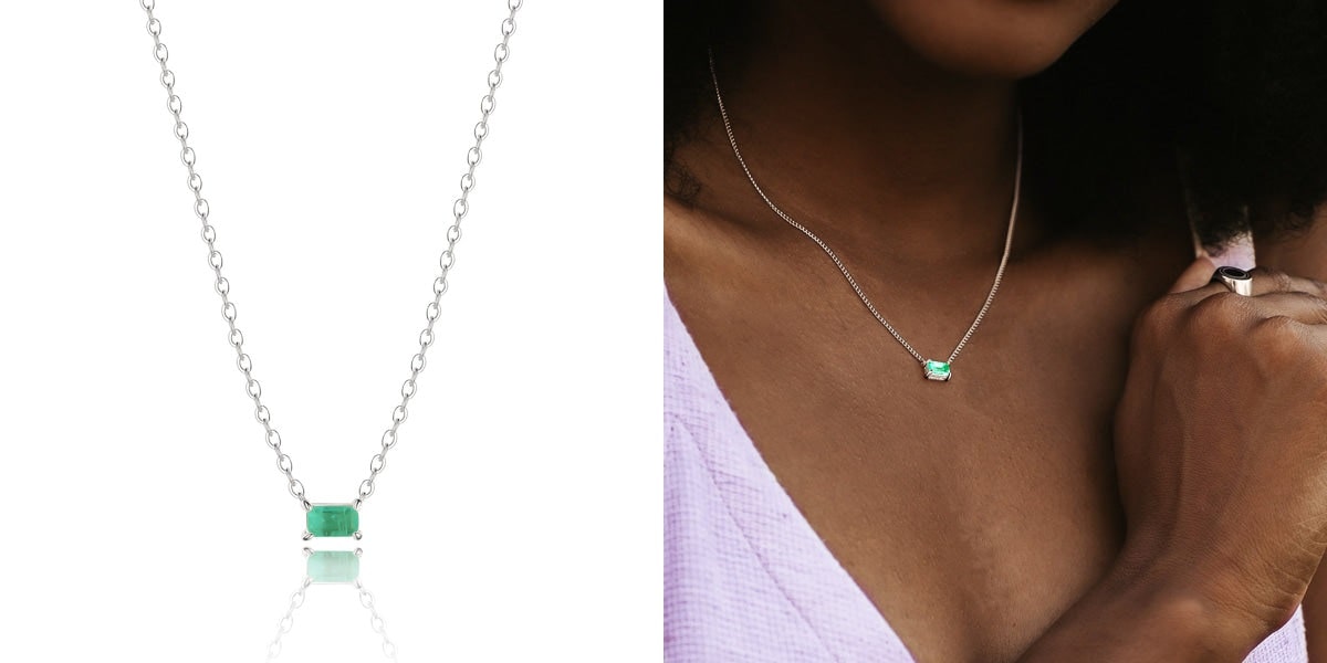 Green Tourmaline bar necklace