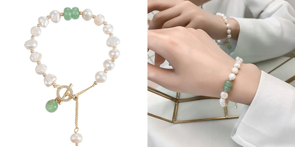 Jade and pearl bracelet