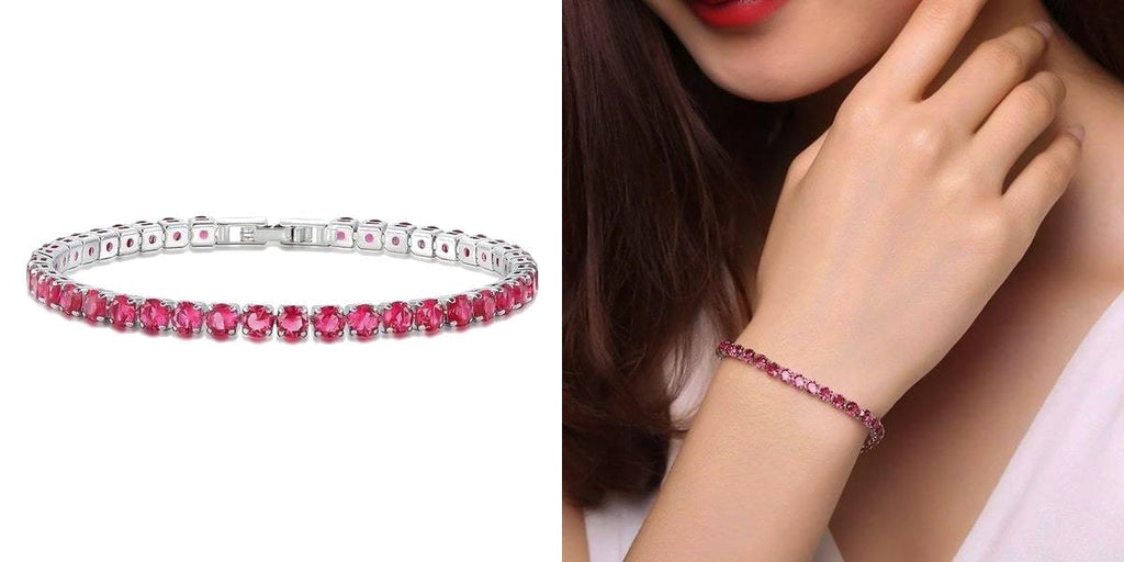 July birthstone ruby crystal bracelet