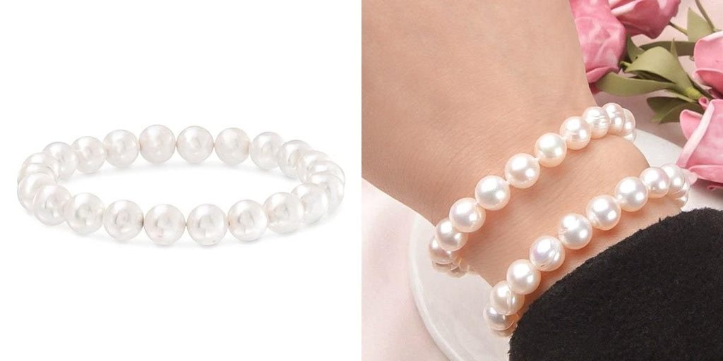 June birthstone pearl bracelet