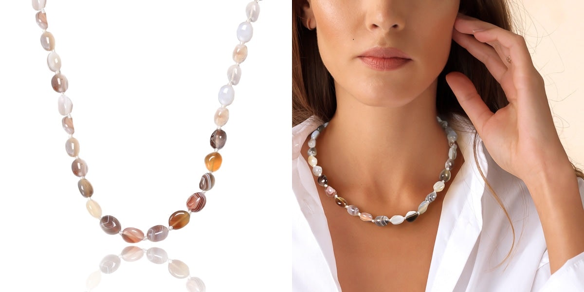 Natural Botswana agate necklace