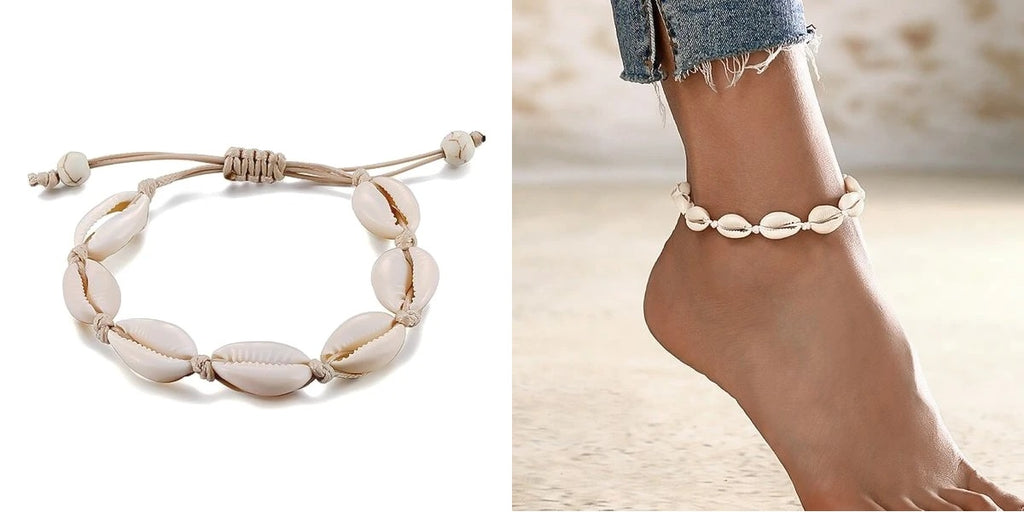 Natural cowrie shell anklet