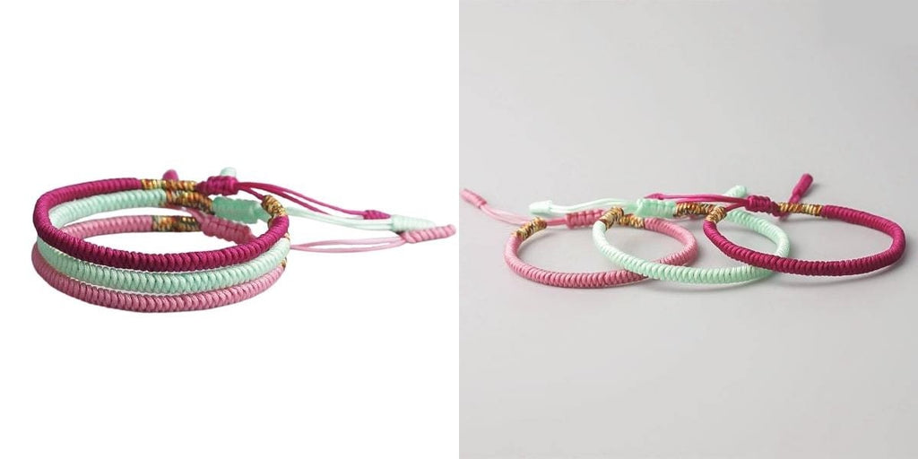 Pink and green beach bracelet set