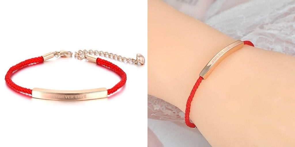 Red rope love bar bracelet