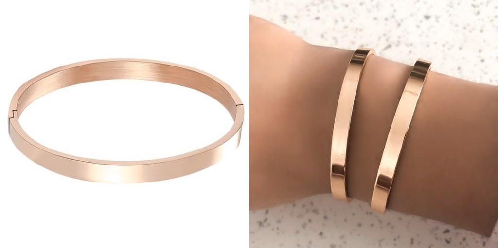 Waterproof rose gold bangle bracelet for summer