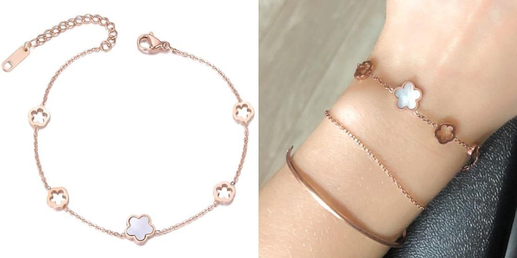 Rose gold flower bracelet for summer