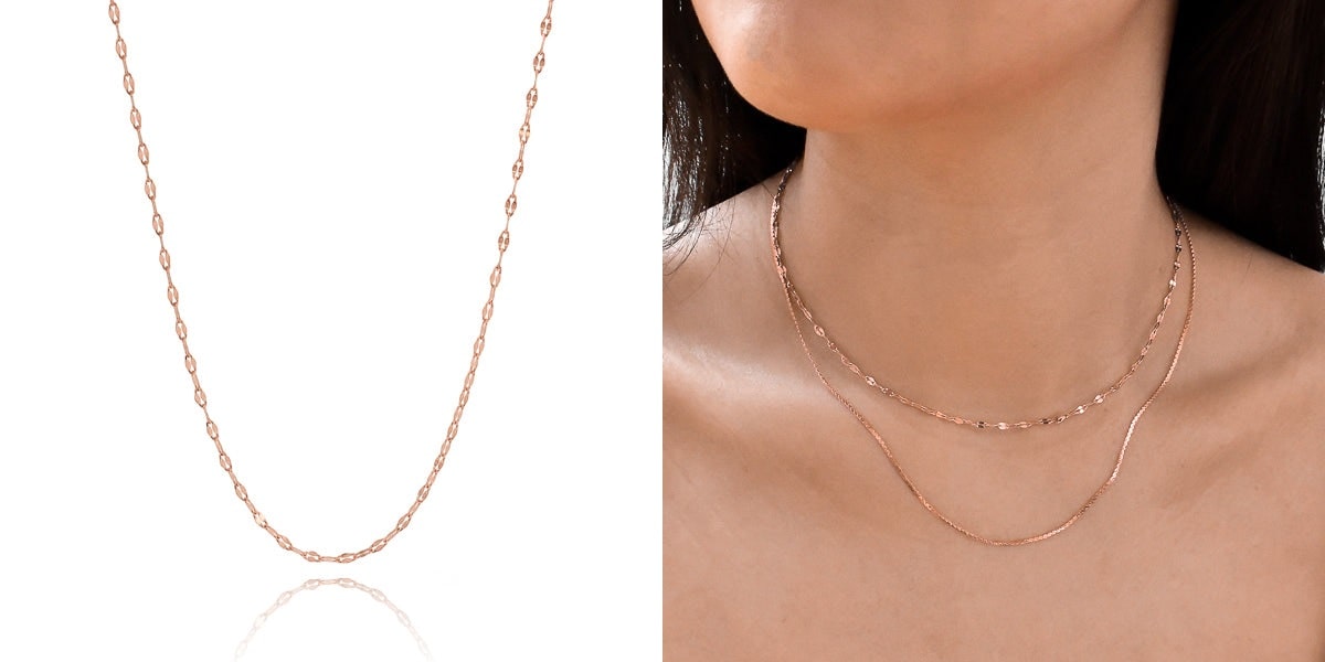 Delicate rose gold lace chain necklace