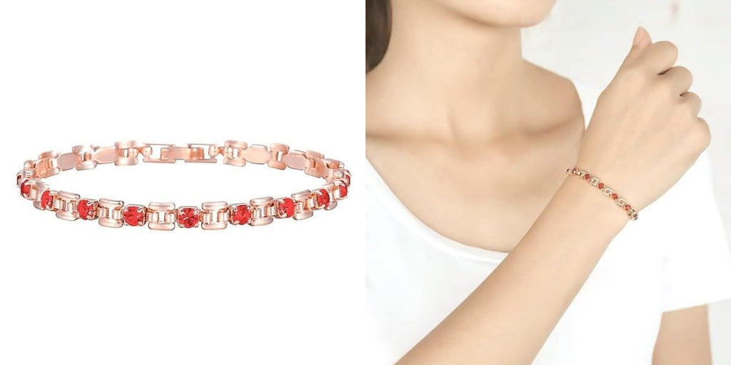 Rose gold red crystal tennis bracelet