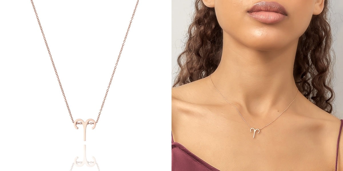 Classic rose gold Aries zodiac necklace