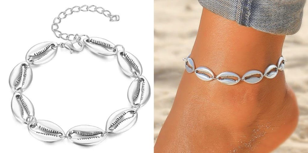 Silver Cowrie Shell Anklet