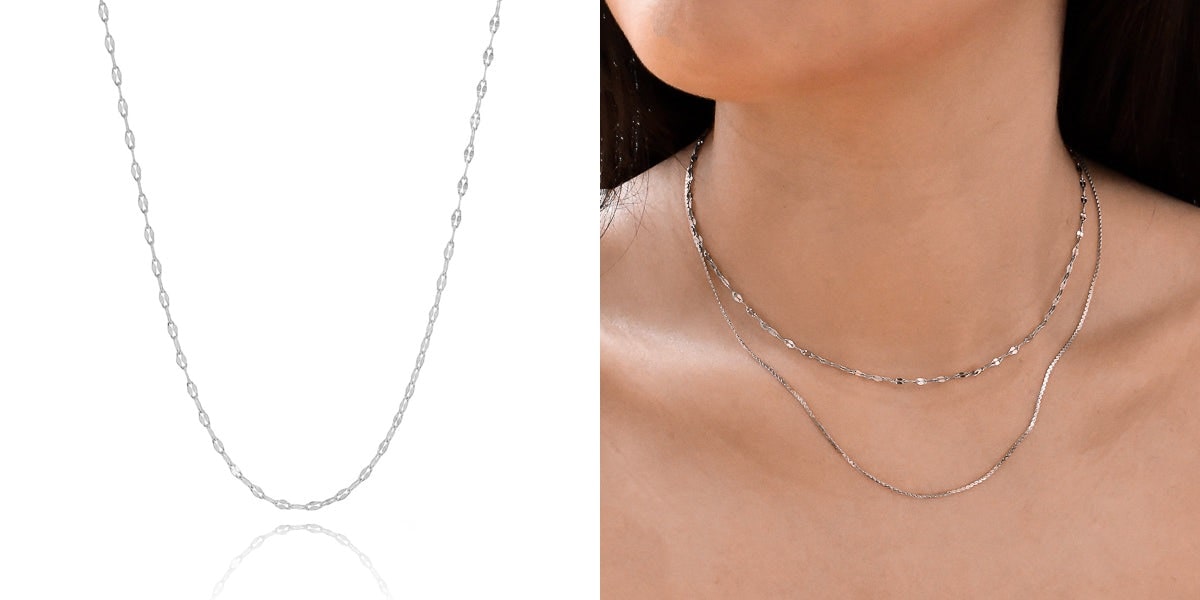 Delicate silver lace chain necklace