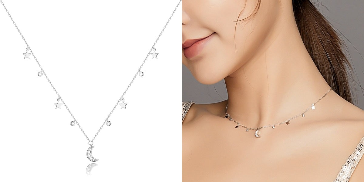 Moon and star charm necklace