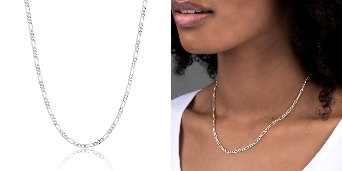 Sterling silver figaro chain necklace