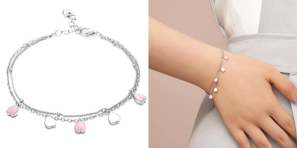 Sterling silver cherry blossom bridesmaid bracelet for weddings