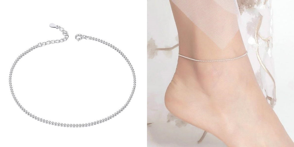 Sterling silver beaded anklet