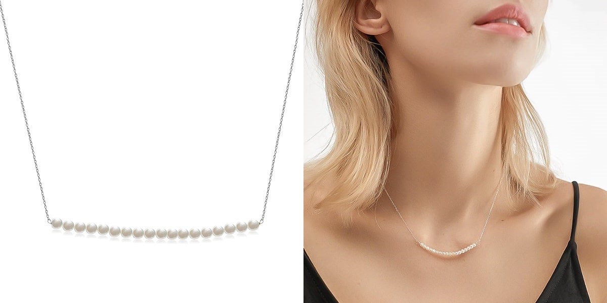Small pearl row necklace