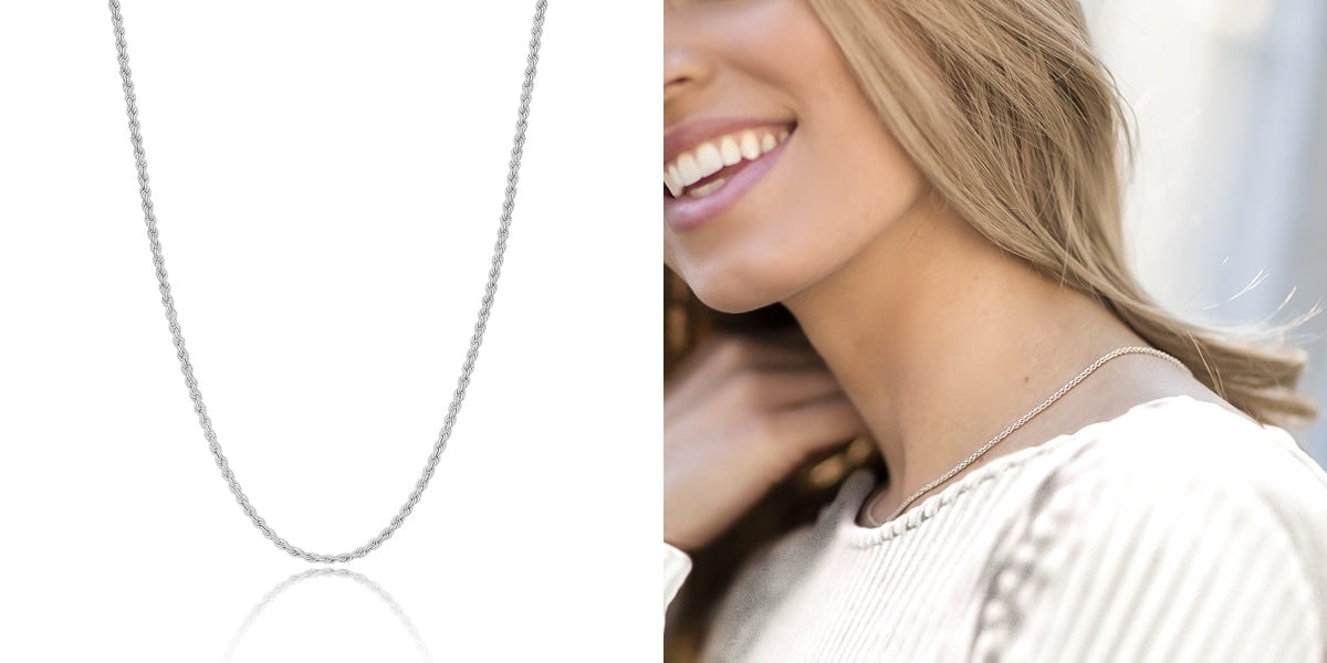 silver rope chain necklace