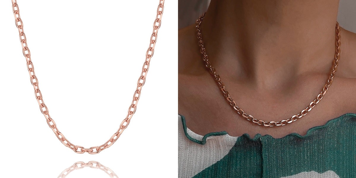 Chunky rose gold cable chain necklace