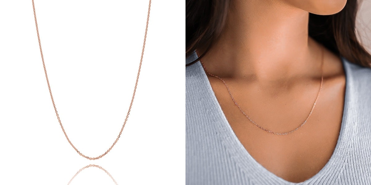 Dainty rose gold cable chain necklace