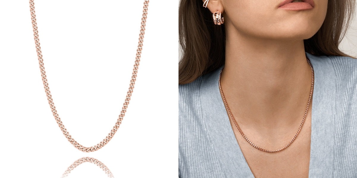 Delicate rose gold curb chain necklace