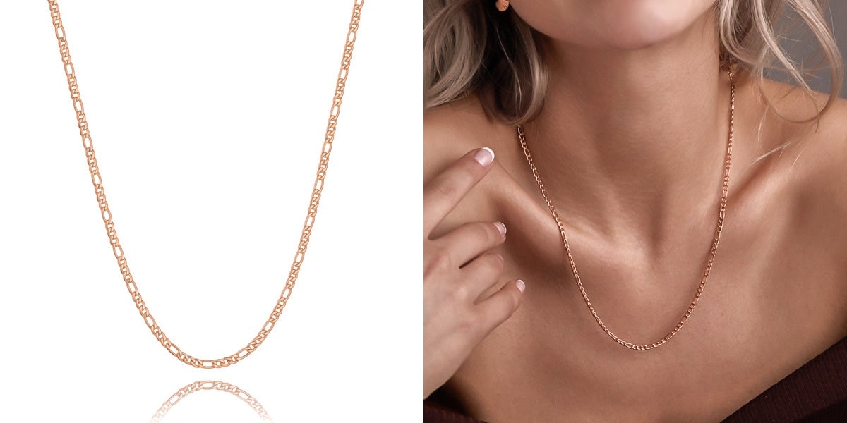 Dainty rose gold figaro chain necklace