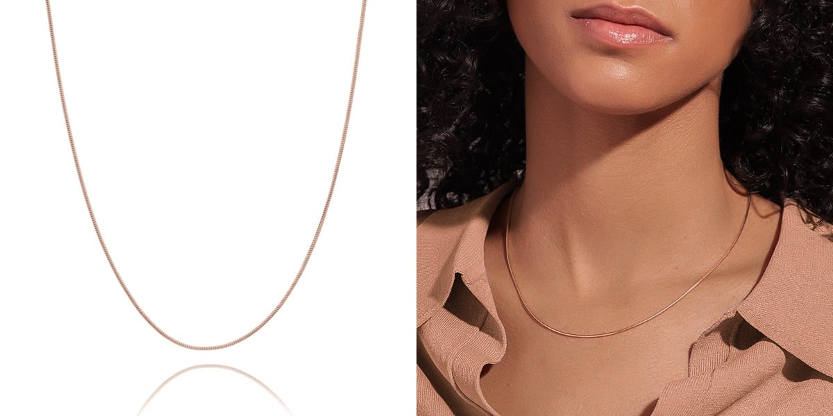 Delicate rose gold snake chain necklace
