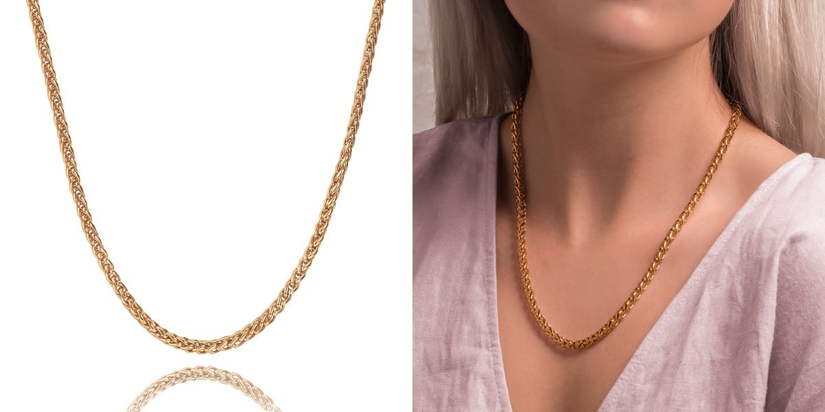 Versatile gold wheat chain necklace