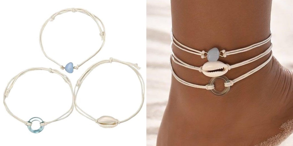 White Seashell Anklet Set