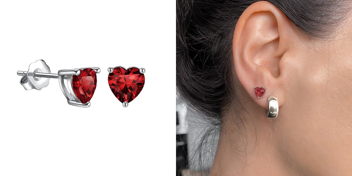 classic crystal heart stud earrings