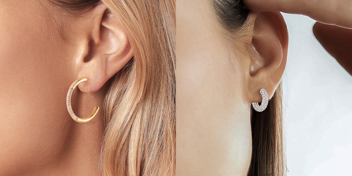 Trendy chunky hoop earrings