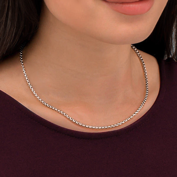 silver square chain necklace