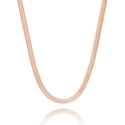 Collana a catena a spina di pesce in oro rosa da 5 mm