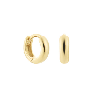 14K Gold Huggie Earrings, Diamond Earrings, 14K Gold Hoop Earring 14K Gold / 7mm