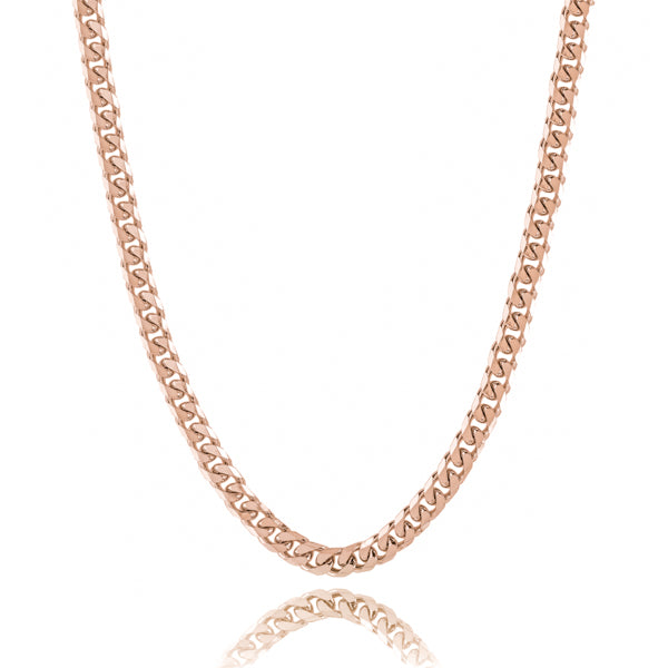 6mm Cuban Link Necklace Chain - Rose Gold 60cm