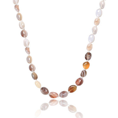 Collana con perle di agata del Botswana da 8-10 mm